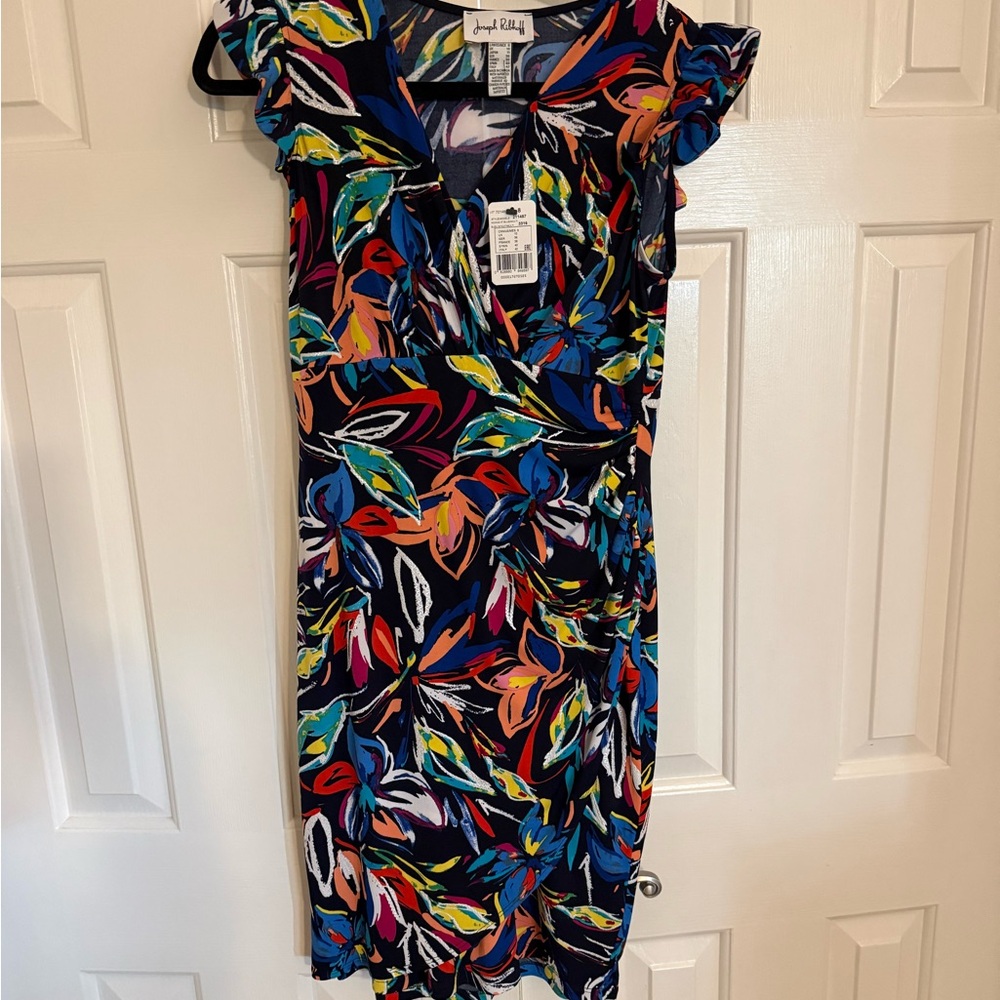 Joseph Ribkoff Colorful Leaf Print Midi Dress